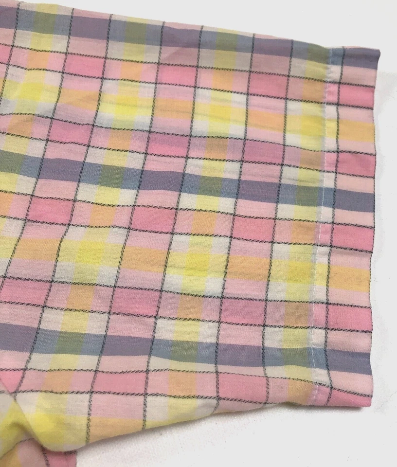 VTG Galaxy Button Up Shirt Men Medium Pink Yellow Blue Geometric Rectangle Retro - Image 4 of 4