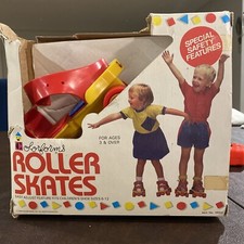 Vintage 1985 Colorforms Sport Roller Skates Adjustable Shoe Size 6-12 Red Yellow