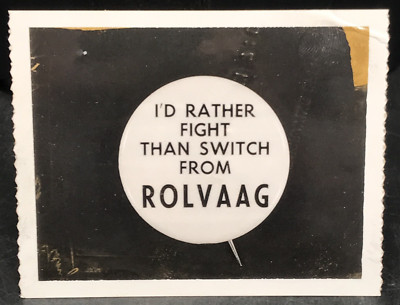 1965 Karl Rolvaag MN Governor Campaign Button Pin B&W Press Snapshot Photo