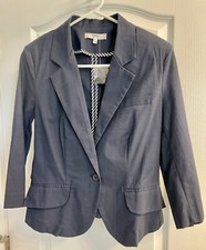 Ezra Womens Navy Blue Cotton Blazer Size Small