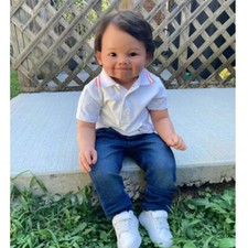 28in Finished Toddler Doll Handmade Reborn Baby Doll Hand-Rooted Short Hair Gift