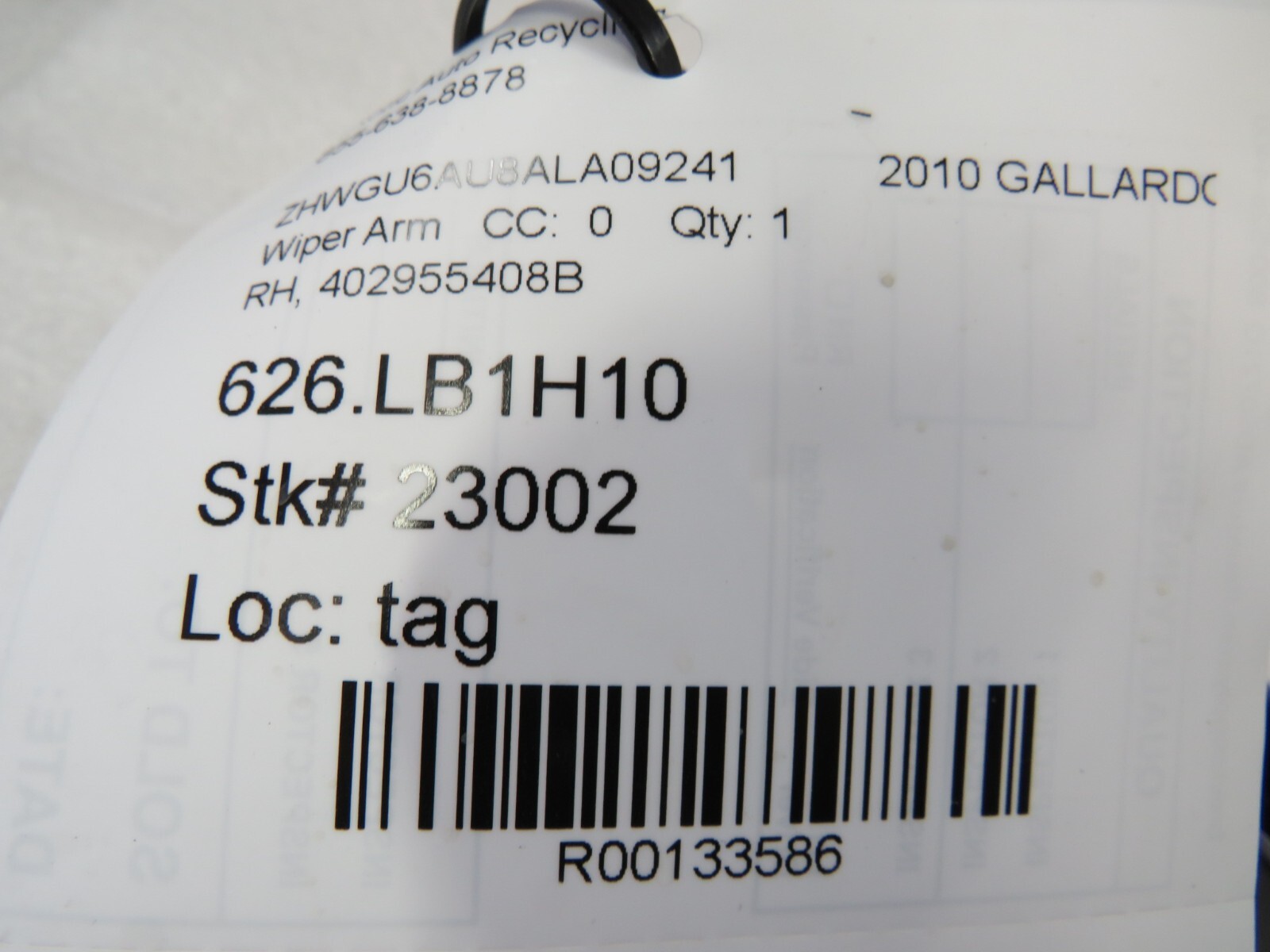 Lamborghini Gallardo, LP550, 560, RH, Right, Wiper Arm, Used, P/N 402955408B