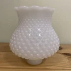 5 1/4” Vntg Milk Glass Hobnail Scalloped Top Hurricane Lamp Shade Fitter 1 5/8”