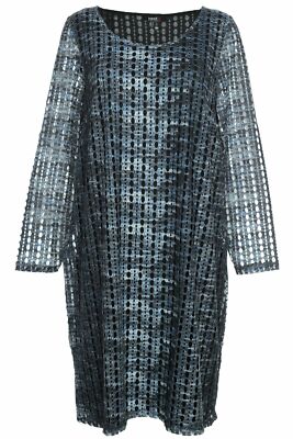 Yesta by X Two Midi Kleid Tunika Dress Shirt Langarm Damen Lagenlook Plusgröße