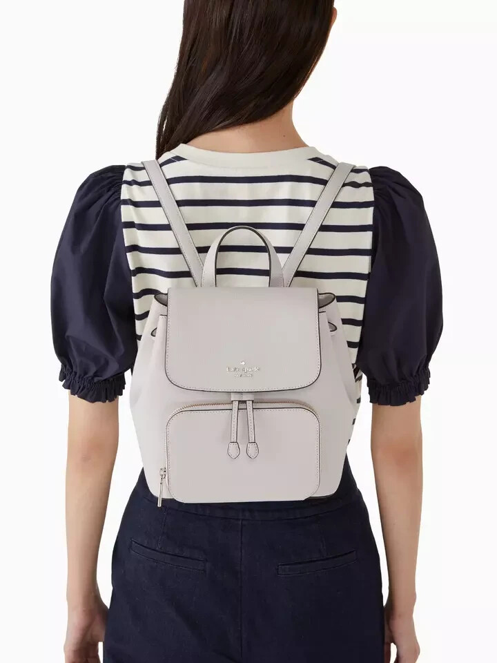 S Kate Spade Kristi Medium Flap Backpack Cement Gray Leather Bag KA695 NWT $379 Kristi Medium Flap Backpack | Kate Spade New York main image 3