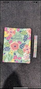 Daily Planner / Floral Design / Comes W/ 2 Colorful Pens & 2 Sheets Of Stickers