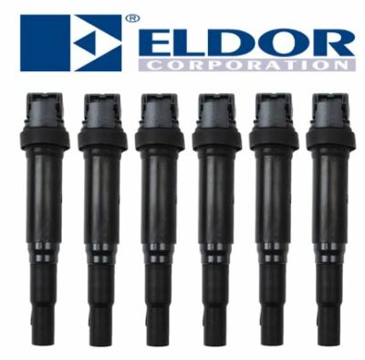 Ignition Coil Coils set 6pcs with Spark Plug Connector fits BMW; ELDOR THE OEM