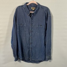 Country Ctuff blue denim long sleeve button up collared shirt Men's 2XL