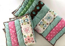 2 PB Pottery Barn Teen Pillow Sham Cover Case Stripe Flower Polka Dots Pink Aqua