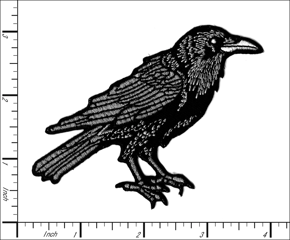 Parche bordado para planchar cuervo (paquete de 2) - diseño exclusivo de pájaro cuervo gótico Foto 2 de 3