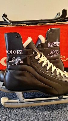 NEW Vtg 1970s Bobby Hull Leather Hockey Skates PRO OK\'D Chicago Blackhawk CCM 7 Vintage 1970s Bobby Hull Skates PRO OK main image 3