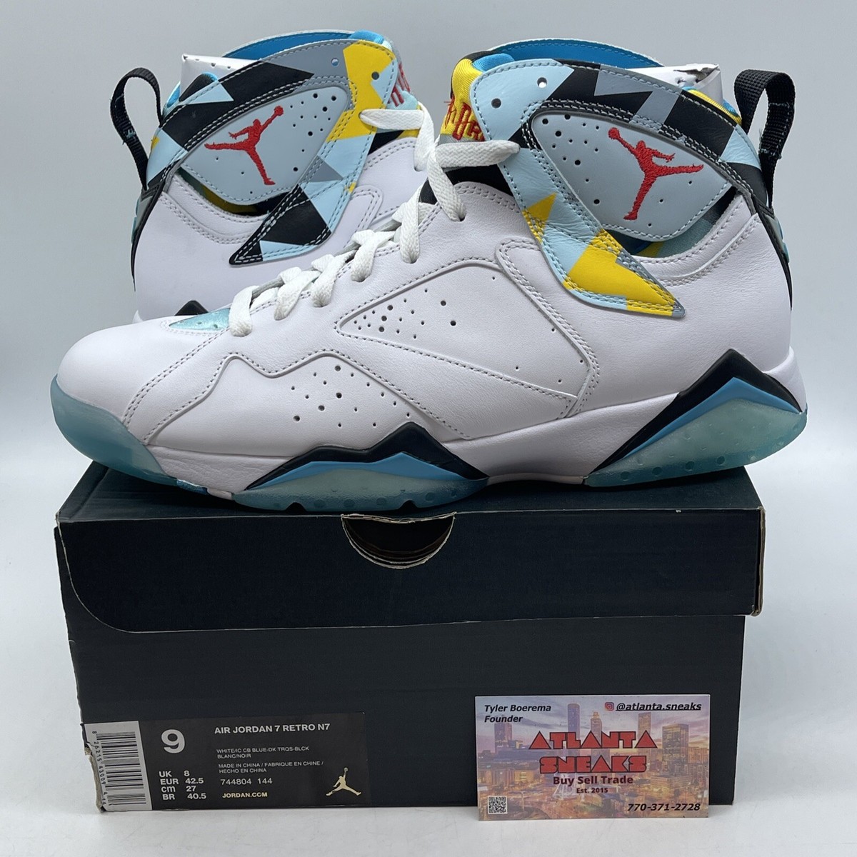 Size 9 - Air Jordan 7 Retro N7 White Blue Yellow Black Grey
