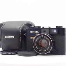 Konica C35 FD Black Hexanon 38mm f1.8 Rangefinder w/ Case JAPAN All works Mint