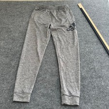 Adidas Joggers Boys Size XL Gray Heathered Graphic Logo Athletic Sweatpants