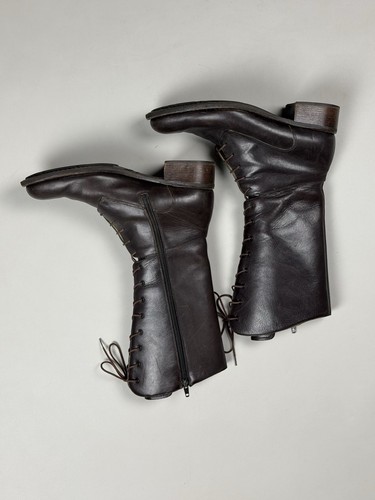 Paraboot Ladies Tall Lace Calf Combat Leather Boots Shoes Size US 7.5 EU 37.5 - Picture 9 of 21