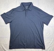 01.ALGO Performance Polo Shirt Short Sleeve Stretch Mens 2XL UPF 40 Striped Blue