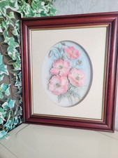 Vintage Rob Pohl Decoupage 3D Flowers Framed Picture
