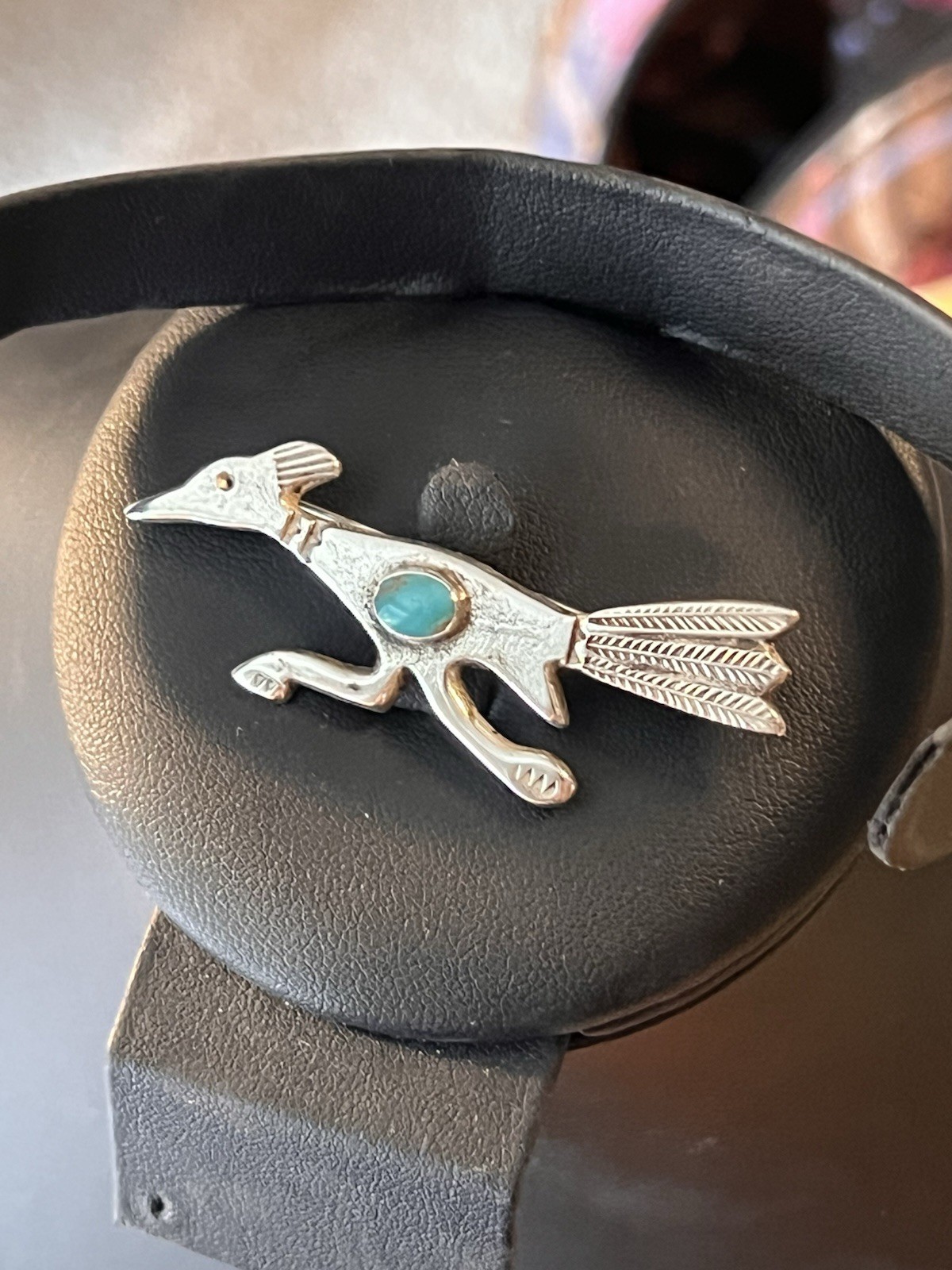 Native American Roadrunner Turquoise Vintage Broo… - image 2