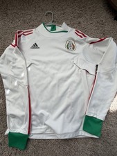 adidas Mexico National Team Men's Long Sleeve Soccer Jersey White Green Size M
