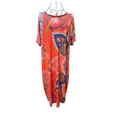 NWT Farm Rio Anthropologie Coral Paisley BOHO Maxi Dress Navy Accents 1X