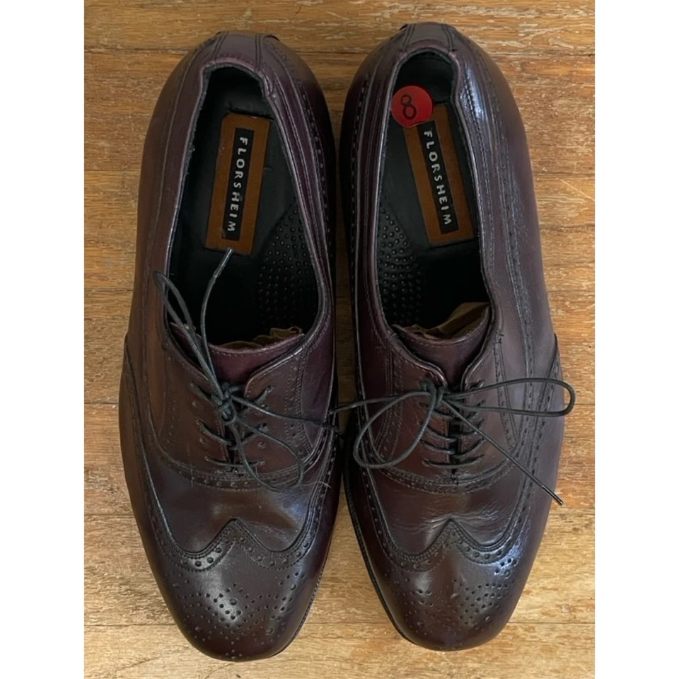 Vintage Mens Florsheim Wintip Oxfords Size 10 Brown Leather Shoes - Image 2 of 4