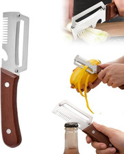 Multifunctional Vegetable Peeler with Wooden Handle and Bottle Opener, Stainless