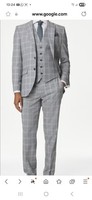 M&S Grey Checked Skinny Fit 3 Piece Suit