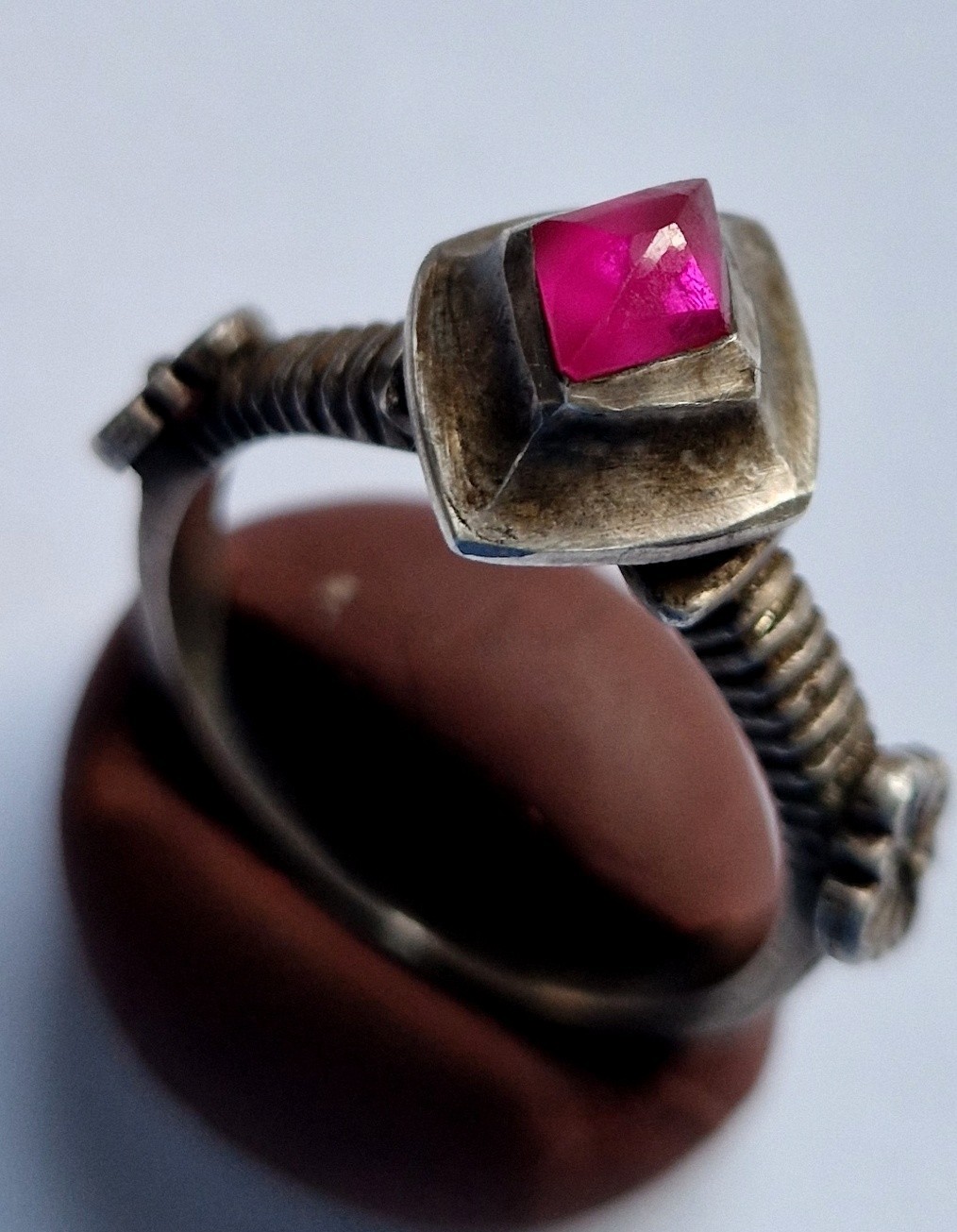 Medieval Style Silver Ring with Raw Ruby -Unique … - image 13