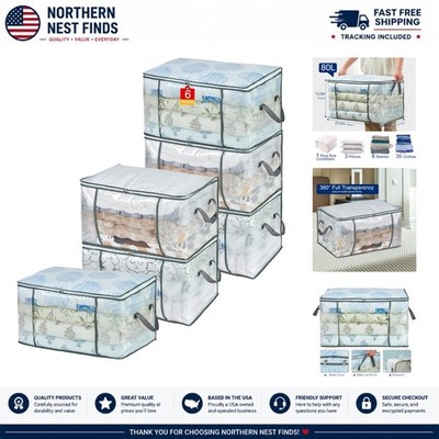 Clear 80L Storage Bags - Foldable & Stackable Organizers for Every Space