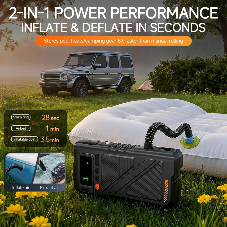 Geeneu 9000A Jump Starter with Air Inflator Deflator Compressor 9-in-1 Portable - Image 4 of 4