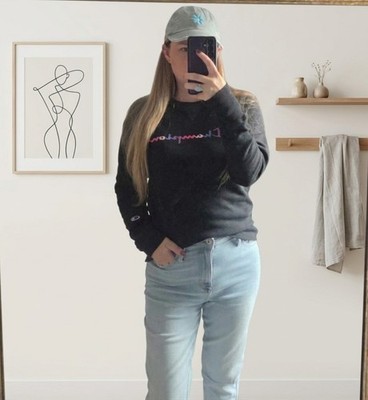 Champion Crewneck Sweatshirt Small Black Rainbow Gradient Ombre