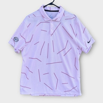 Nike Tiger Woods Golf Polo Shirt Men’s Size LARGE Dri-Fit ADV Pink  CU9784–663