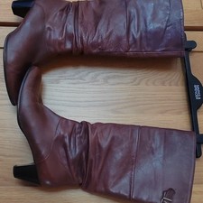 Lavorazione Artigiana Brown Leather Knee High Block Heel Boots EU41