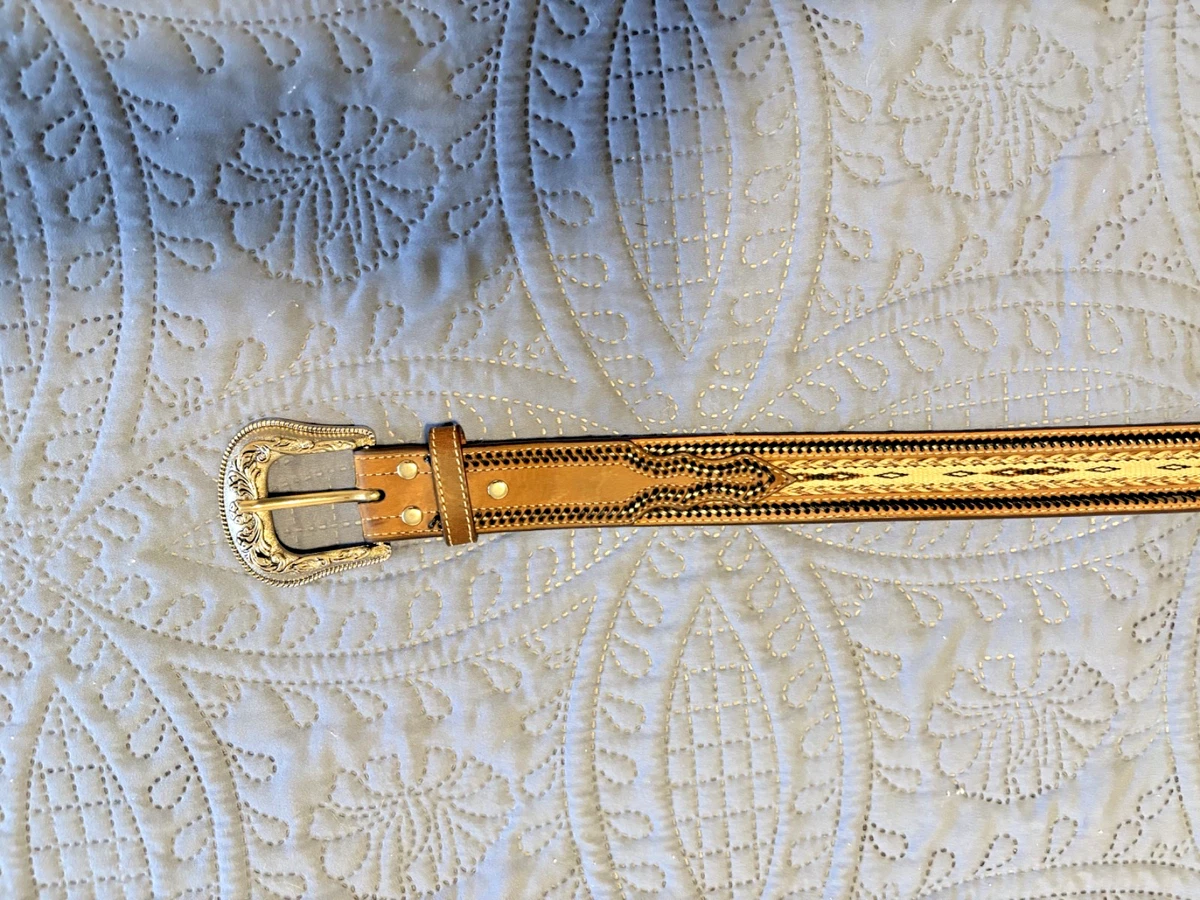 Vintage Unisex Nocona Tan Leather Belt size 36 Women main image 3