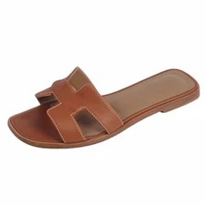 Hermes Sandals Oran H Logo Leather HEELS Shoes Womens 35.5 Used MOLO-0