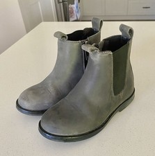 Country Road Toddler Boys Grey Leather Zip Up Boots Size 25 US9