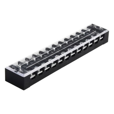 600V 25A 12 Positions Barrier Strip Terminal Block Dual Row Connector TB-2512L