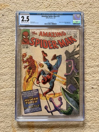 Amazing Spider-Man  #21 Marvel 1965. Human Torch & Beetle app. CGC 2.5- FLAWED!