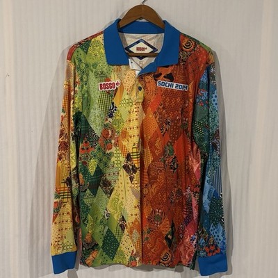 2014 Sochi Olympics Bosco Floral Print Long Sleeve Polo Shirt Sz XL. OO-17