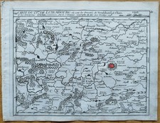 Arlon Ducado Luxemburgo - Vaugondy Atlas mapa original - 1750*