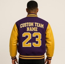 Letterman Handmade Custom logo Varsity Jacket With Leather Sleeves