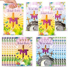 50Pcs Easter He is Risen Party Favor Bags Jesus Lives Religious Goodie Candy Tre