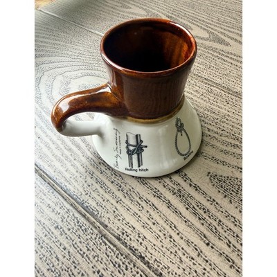Barely Surviving Nautical Knot Coffee Mug Spill-Proof Brown White Wide Base USA