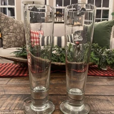 Set of 2 Libbey Clear Glass Classic Pilsner Beer Glasses Slender 15.25oz EUC