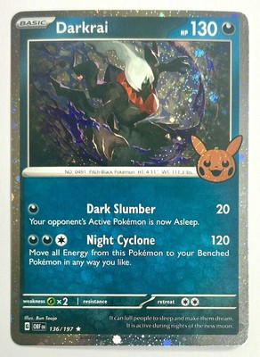 Pokémon Darkrai Swirl Trick or Trade Obsidian Flames TCG #136/197 Scarlet  Violet