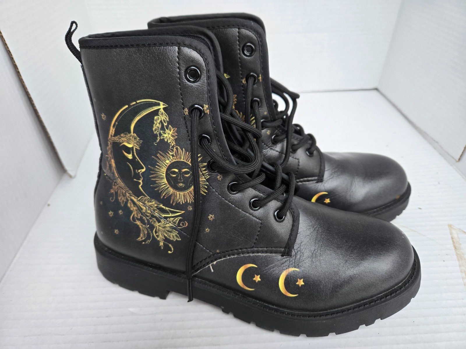 Celestial Boots Moon and Sun Combat Boots Size 7-image
