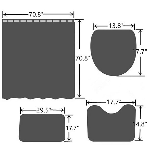4PCS Royal Blue Rose Shower Curtain Set, with Rugs and Accessories Non-Slip R... - Picture 5 of 7