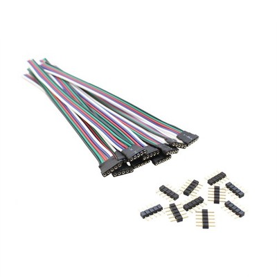 5 Pin RGBW Led Connector Extension Wire 10 Pack, Red,Green,Blue,White,Black 