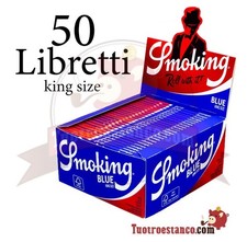 Cartine Smoking Blue King Size Slim Blu Lunghe Box Da 50 Libretti