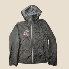 Columbia Windbreaker Womens S Black Hooded Full Zip Monogrammed Jacket Outdoor